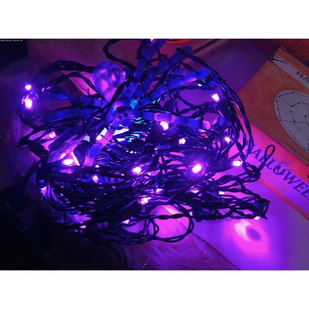 Celebrate It Halloween 5 Ft LED Purple Black Lighted Spider Web